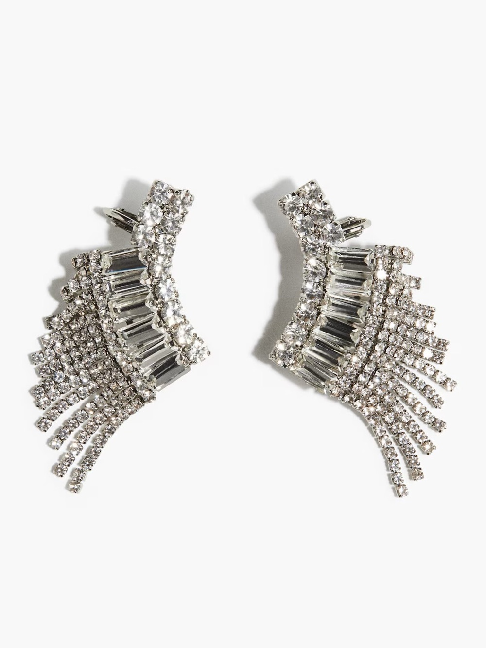 H&M Silver Crystal Fringe Ear Climbers